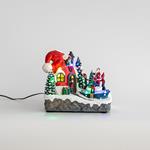 ELF HOUSE WITH SANTA HAT, 7 LED, WITH ADAPTOR, WITH MOVEMENT, 21x14x19cm