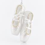 ACRYLIC BALLET SHOES CHAMPAGNE SILVER WITH CHAMPAGNE GOLD GLITTER BEIGE RIBBON, 10,2x1,27cm