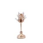 CANDLE HOLDER GLASS WITH CRYSTAL DETAILS METALLIC BASE GOLD-WHITE-AMBER GLASS 10x27cm