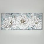 CANVAS WALL ART, FLOWERS, GOLD-WHITE & BLUE, 55x135x3cm