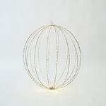 SILVER METAL BALL LIGHTED 60cm, 480 MINI LED, ADAPTOR STEADY, SILVER COPPER WIRE, WARM WHITE LED, LEAD WIRE 3m, IP44