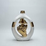 ΒΑΖΟ ΠΡΟΣΩΠΟ ΚΕΡΑΜΙΚΟ ΛΕΥΚΟ -ΧΡΥΣΟ 18.5x6.6x25.5cm
