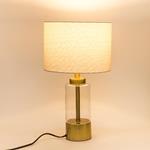 TABLE LAMP, WITH  LINEN  SHADE, METAL-GLASS,  GOLD-GREY-WHITE, 25x45cm