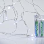 LINE, 20 LED 5mm, BATTERY BOX 3xAA, TRANSPARENT WIRE, WHITE LED PER 10cm, LEAD WIRE 50cm, IP20