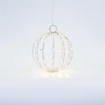 SILVER METAL BALL LIGHTED 20cm, 96 MINI LED, ADAPTOR STEADY, SILVER COPPER WIRE, WARM WHITE LED, LEAD WIRE 3m, IP44