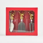 CHEESE KNIVES, WITH GOLD DEER, SET 3PCS