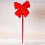 BOW, VELVET RED, WITH RIBBON, 34cm