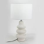 TABLE LAMP, WITH BEIGE SHADE, CERAMIC, WHITE, 15x36cm