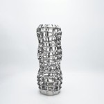 VASE CERAMIC SILVER   11.5x11.5x29.5cm