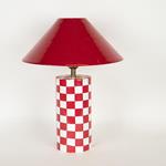 TABLE LAMP, METAL, ENAMEL SHADE, RED-WHITE, 29,5x29,5x33cm