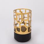 CANDLE HOLDER WITH GLASS AND METAL, GOLD, 1 POSITION, 10.5x18cm