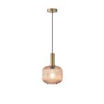 PENDANT LIGHT FIXTURES EMBOSSED GLASS 1XΕ27 MAX 15W 200X180X1200mm AMBER ARTE ILLUMINA TOPAZ