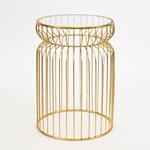 SIDE TABLE, METAL, GOLD, GLASS TOP, 35x35x51cm