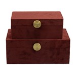 S/2 ΚΟΥΤΙΑ ΟΡΓΑΝΩΣΗΣ MDF - PU ΜΠΟΡΝΤΟ ΒΕΛΟΥΔΟ 25x15x10cm / 20x12x8cm