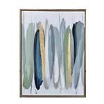 CANVAS  PAINTING, ABSTRACT ART, WHITE-GREEN-PINK-GOLD, 60x80x3.5cm