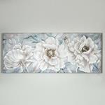CANVAS WALL ART, FLOWERS,GOLD- WHITE & BLUE, 55x135x3cm