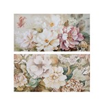 S/2 ΠΙΝΑΚΕΣ ΚΑΜΒΑΣ ΜΕ ΛΟΥΛΟΥΔΙΑ ΛΕΥΚΟΙ - ΡΟΖ - ΠΡΑΣΙΝΟΙ 40x80cm