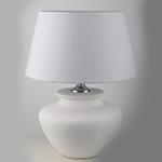 TABLE LAMP, WITH  LINEN  SHADE, CERAMIC, WHITE-WHITE, 27x27x34cm