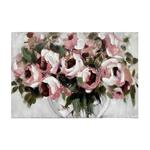 CANVAS PICTURE, FLOWERS, PINK-GREEN-WHITE, 80x120x3cm