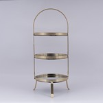 DECORATIVE CAKE STAND 3 TIERS GLASS WITH GOLD DETAILS 20x51cm