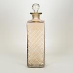 GLASS BOTTLE, WITH  CUTTING, LIGHT  PINK,  31x8cm