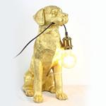 TABLE LAMP,  DOG, POLYRESIN, GOLD, 24x15x45cm
