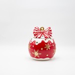 COOKIE JAR, RED CHRISTMAS BALL WITH BOW, DECORATIVE, 18.3x20.7cm