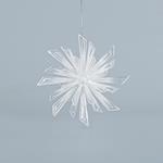 ACRYLIC SNOWFLAKE, WHITE WITH SILVER GLITTER, 12,5x12,5cm