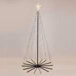 LIGHTED TREE WITH STAR ON TOP 150cm, 31V ADAPTOR, FOLDABLE BASE, 415 MINI MILKY LED, BLACK FLAT COPPER WIRE, WARM WHITE LED, LEAD WIRE 5m, IP44