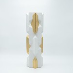 ΒΑΖΟ ΚΕΡΑΜΙΚΟ ΧΡΥΣΟ - ΓΚΡΙ - ΛΕΥΚΟ 14.5x14.5x44.5cm