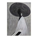 ΠΙΝΑΚΑΣ ΚΑΜΒΑΣ ΓΥΝΑΙΚΑ ΜΕ ΚΑΠΕΛΟ ΓΚΡΙ - ΜΑΥΡΟΣ - ΛΕΥΚΟΣ 50x70cm