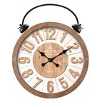 WALL CLOCK, IRON-MDF WITH  GLASS, WHITE-NATURAL, 50x6x60