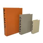 DECORATIVE BOOK BOX, ORANGE, BEIGE, GREY, SET 3PCS,  30x21.5x6 , 23x17x4.5, 16x11x3cm
