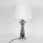 TABLE  LAMP, WITH  LINEN  SHADE,  METAL,  SILVER- WHITE, 35.5x60cm