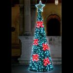 PROFESSIONAL DESIGN,CHRISTMAS TREE 3D, WHITE AND RED LED ROPE LIGHT, WHITE LED, 700x260cm, IP65