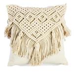 CUSHION, WITH FILLER, MACRAME, BEIGE, 45x45cm