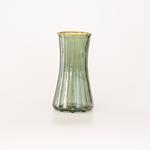 GLASS VASE, WITH RAISED LINES, GREEN, 10,3x12,4x24cm