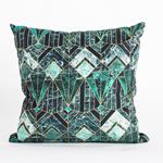PILLOW, GREEN WITH GEOMETRIC SHAPES, 45x45cm