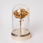 PLASTIC DOME H20cm, Φ11cm, BATTERY BOX 3XAA, TIMER, 10 WARM WHITE LED, SILVER COPPER WIRE,  GOLD FLOWER HYDRANGEA, IP20