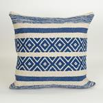 CUSHION,  WITH  FILLER, COTTON- WOVEN WHITE- BLUE, 45x45cm