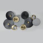 WALL DECOR, METALLIC, CIRCLES, GREY, GOLD & BLACK ,91x4.5x48cm