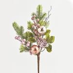 TWIG, WITH PINK DECORATIVES, 40cm