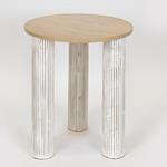 SIDE TABLE, WOODEN, NATURAL COLOR, WHITE LEGS, 40x40x50cm