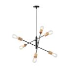 PENDANT LIGHT FIXTURES WOOD-METAL 6LIGHTS 6XΕ27 850X850X1540mm BLACK ARTE ILLUMINA EDISON