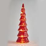 LIGHTED GLASS TREE, RED, 10,4x32cm