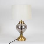 TABLE LAMP, WITH  LINEN  SHADE, METAL-GLASS,  GOLD-ECRU, 30.5x50.5cm