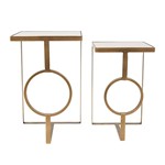 S/2 ΒΟΗΘΗΤΙΚΑ ΤΡΑΠΕΖΑΚΙΑ ΜΕΤΑΛΛΙΚΑ ΜΕ ΓΥΑΛΙ ΧΡΥΣΟ 35Χ35Χ56CM / 30Χ30Χ50CM